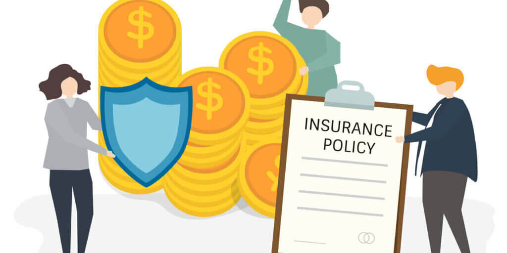 Illustration of people with insurance policy