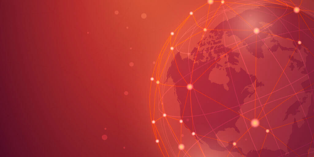 Worldwide connection red background illustration vector