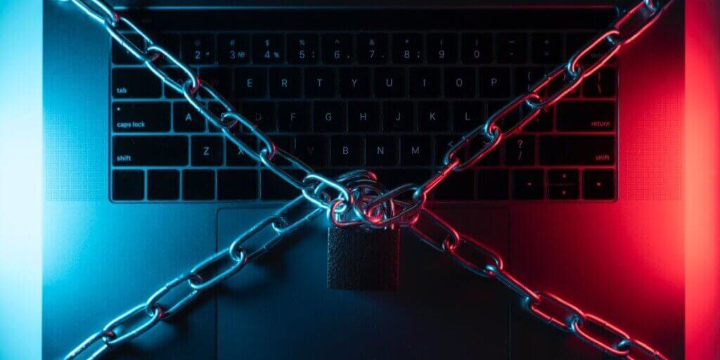 top-view-laptop-with-lock-chain