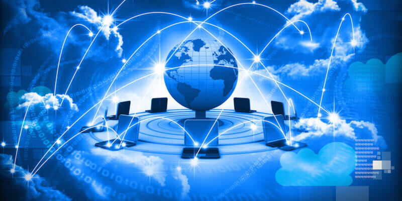 Cloud computing concept, global computer network